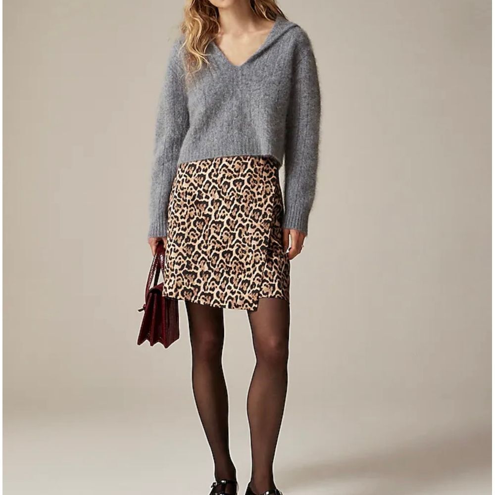 NWT J. Crew Sz 4 Collection Leopard-print wrap skirt in Duchese Satin  $128 - Picture 9 of 11